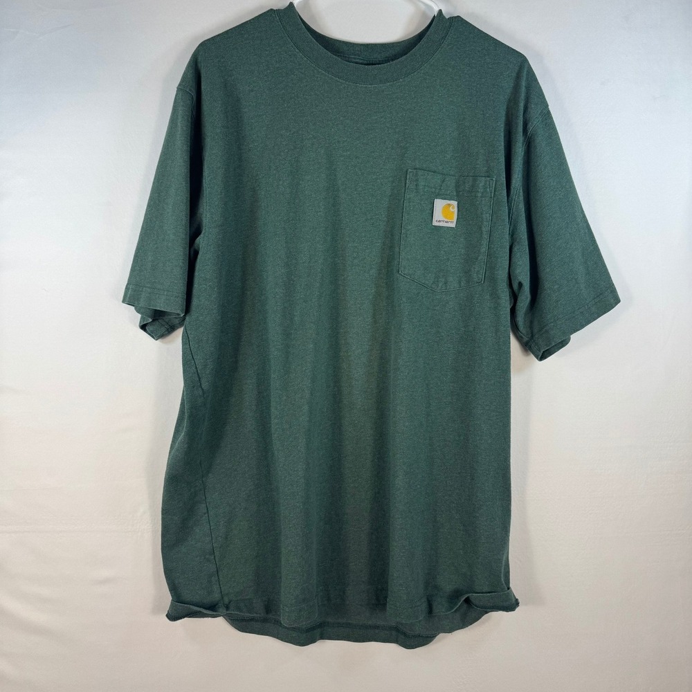 Carhartt Mens K87 Pocket T-Shirt Hunter Green Heather Loose Fit Heavyweight L